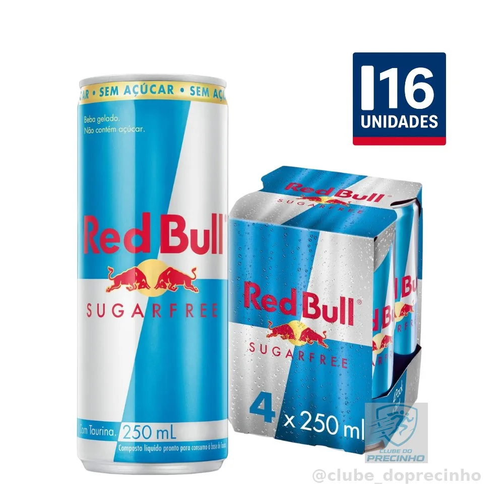 Kit com 16 Energético Red Bull Sugar Free 250ml