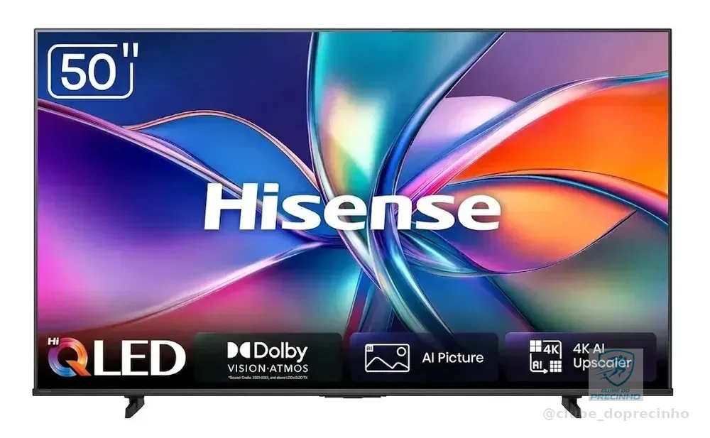 Smart TV Hisense HI-QLED 4K 50" polegadas com Processador AI, Dolby Vision Atmos e Compatibilidade Alexa - 50Q6QVV