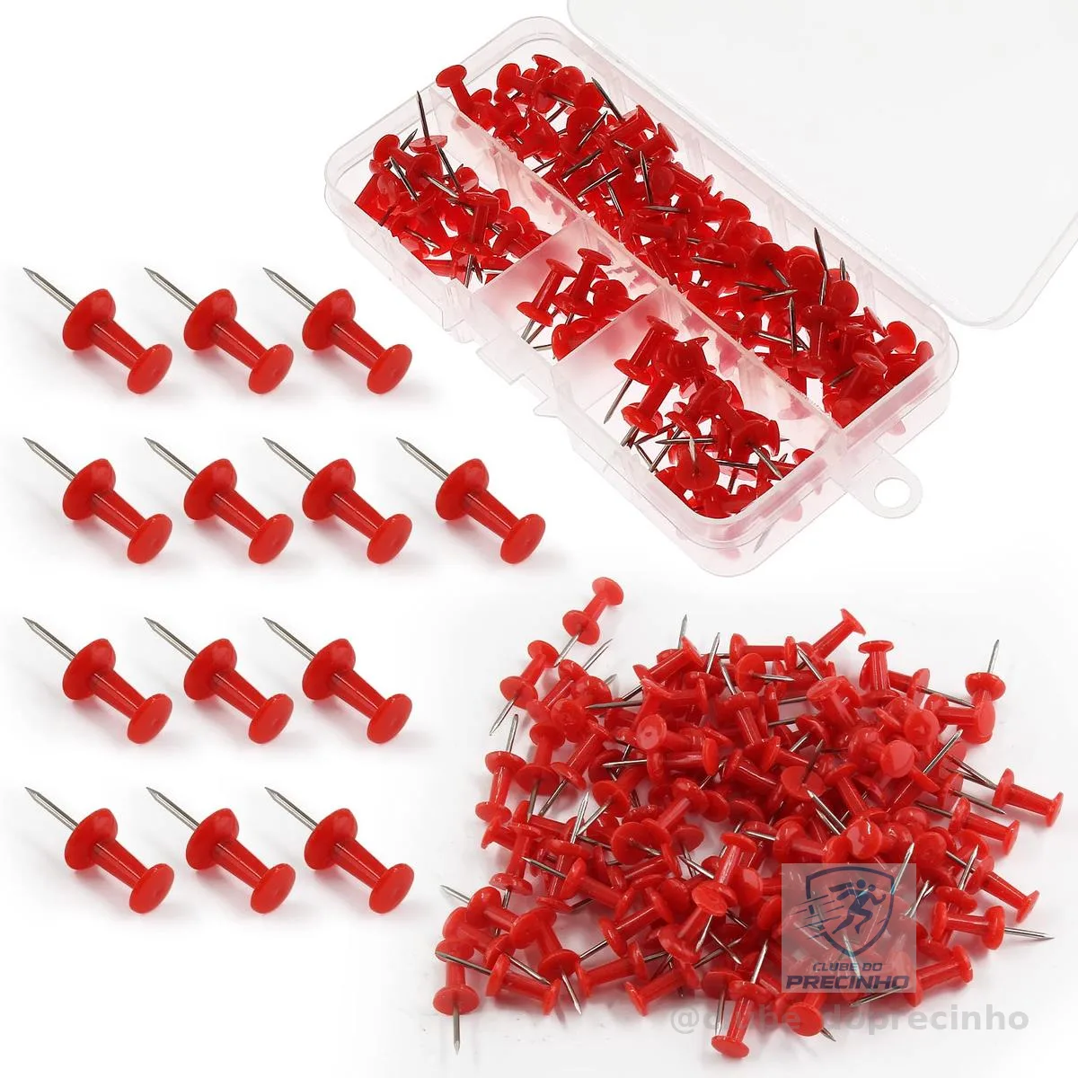 200 peças de pinos de plástico, tachinhas de polegar coloridas para artesanato decorativo para bricolage, quadro de cortiça, escritório, casa (vermelho)