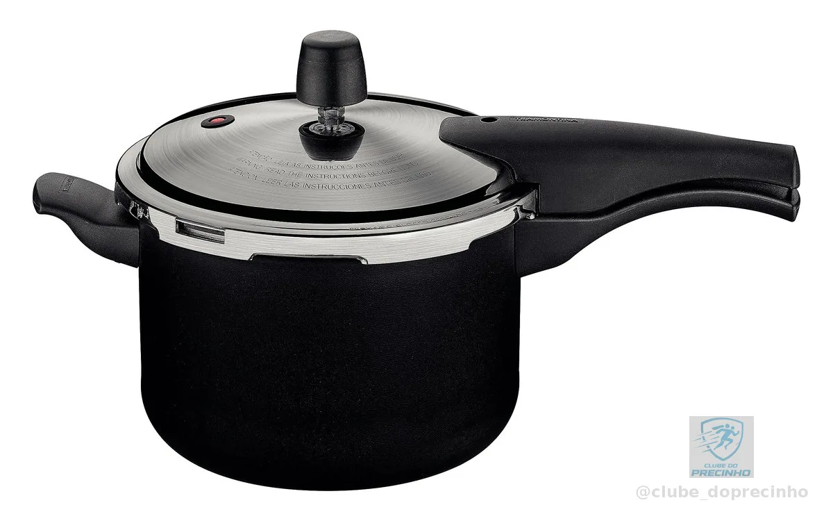 Panela de Pressão Tramontina Vancouver Effect em Alumínio com Revestimento Interno e Externo em Antiaderente Starflon Max Preto 20 cm 4,5 L