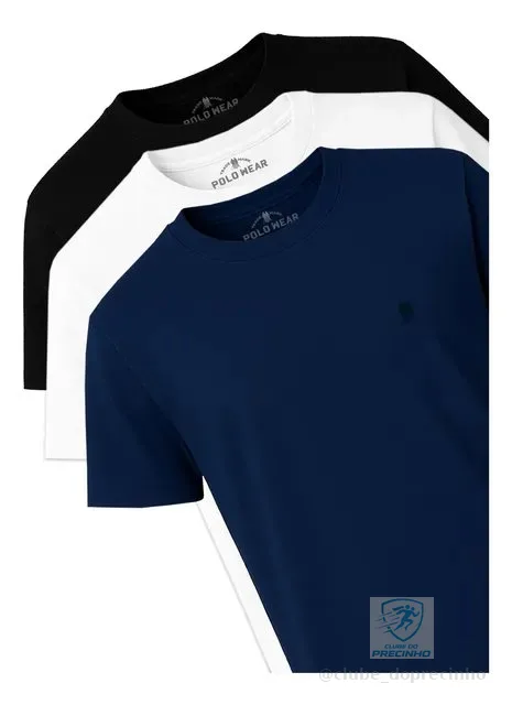 Kit 3 Camisetas Masculinas Algodão Polo Wear