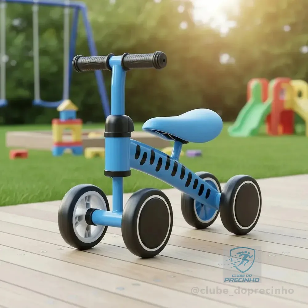 Bicicleta Equilíbrio Brinq Kids Sem Pedal Andador Infantil Azul 4 Rodas