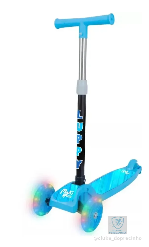 Patinete Infantil 3 Rodas Led Dobrável Luppy Azul Maxi Toys
