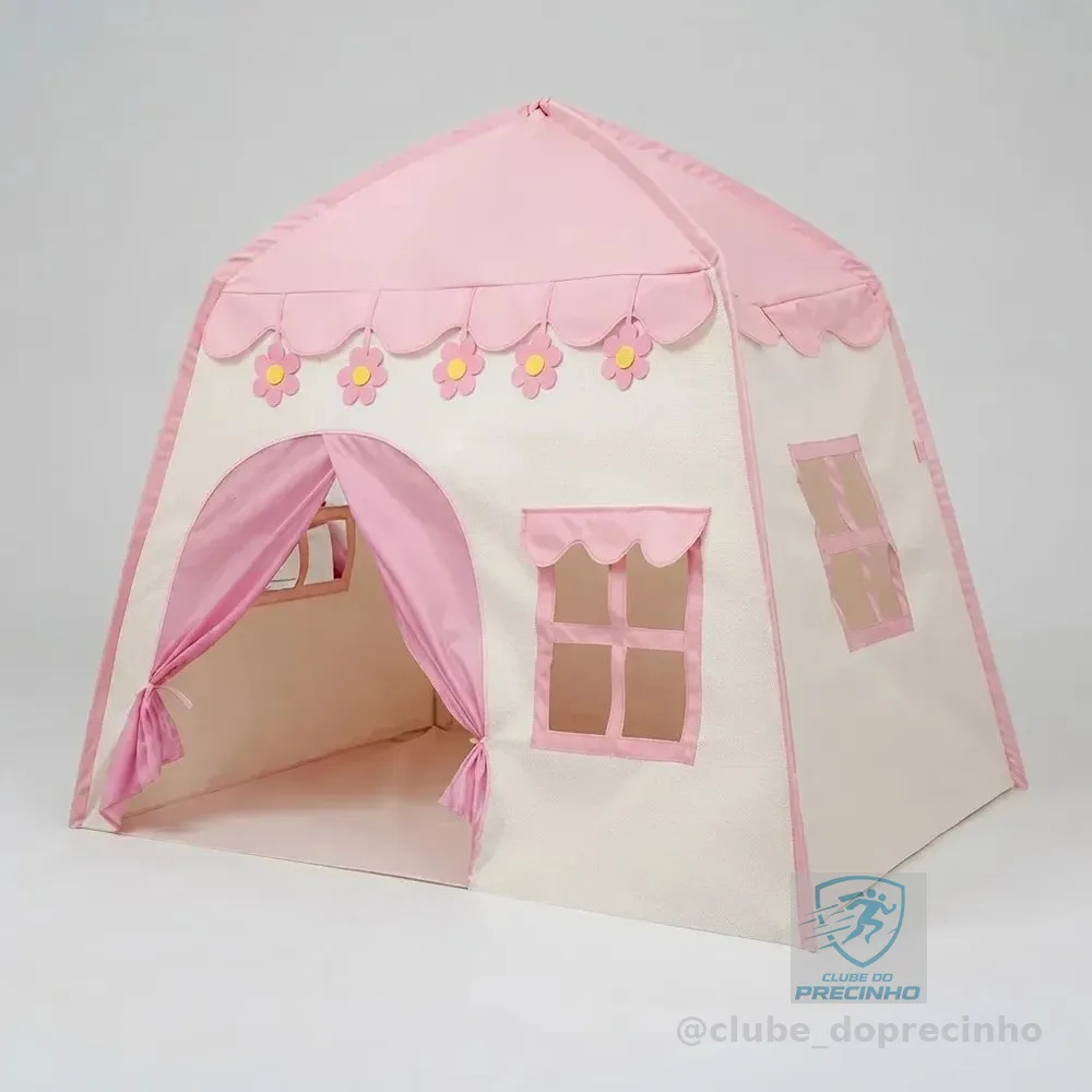 Barraca Infantil Casinha Rosa Com Flores 130x100x130cm Branco