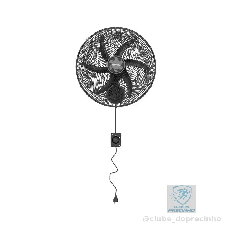 Ventilador Parede 50cm 6Pás Monta Fácil Preto Ventisol