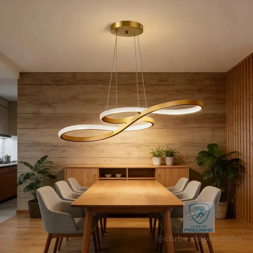 VOLTIS - Luminária Pendente LED Moderna Bivolt 3 Cores de Luz em Um Brilho Regulável Ideal para Sala de Estar e Cozinha