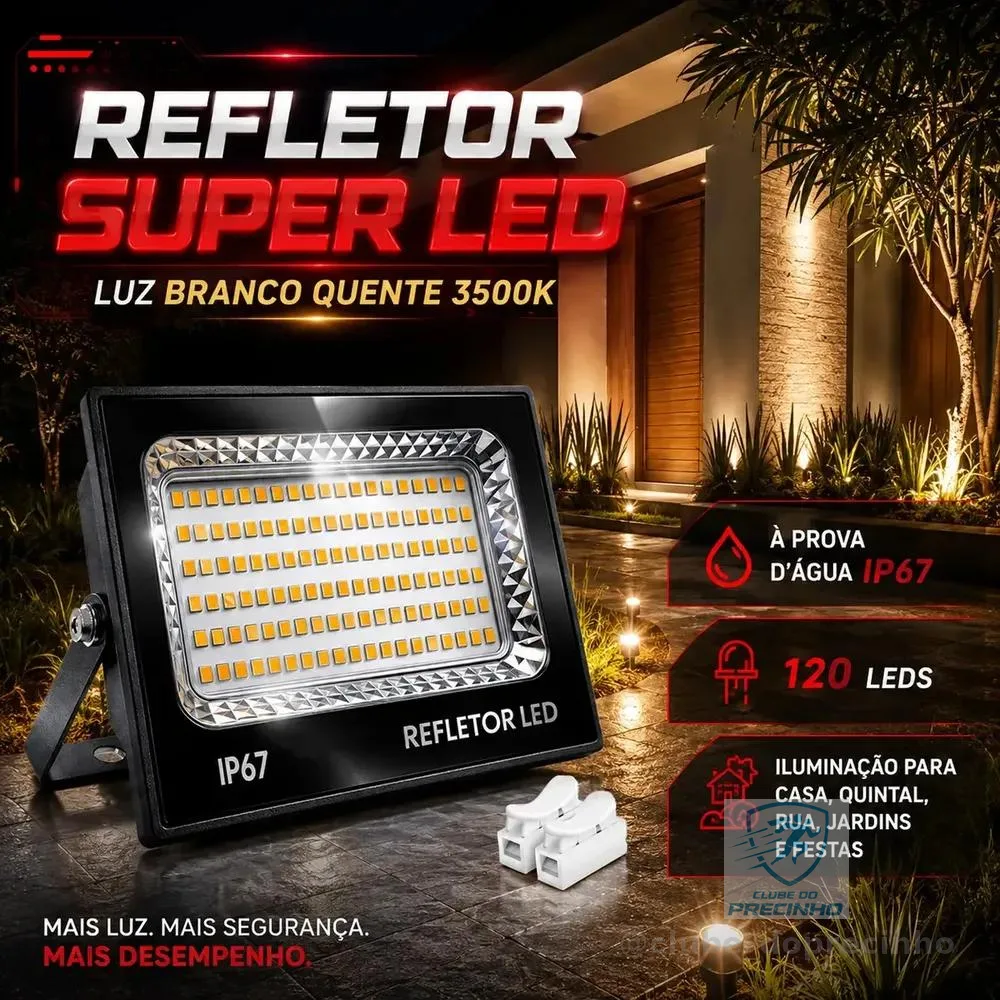 Kit 2 Refletores LED 400W Branco Quente 3500K UC68 IP67 Externo