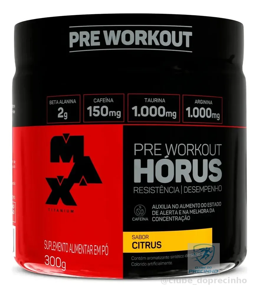 Pré Treino 300g Hórus Max Titanium Citrus Energia e Foco