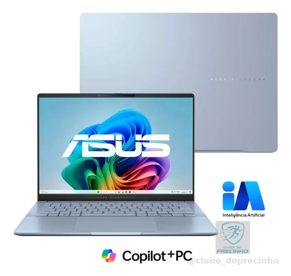 Notebook ASUS Vivobook S 14 S5406SA Copilot+ PC Intel Core Ultra 7 256 V 16GB RAM 512GB SSD Windows 11 Home 14" OLED Mist Blue QD299W