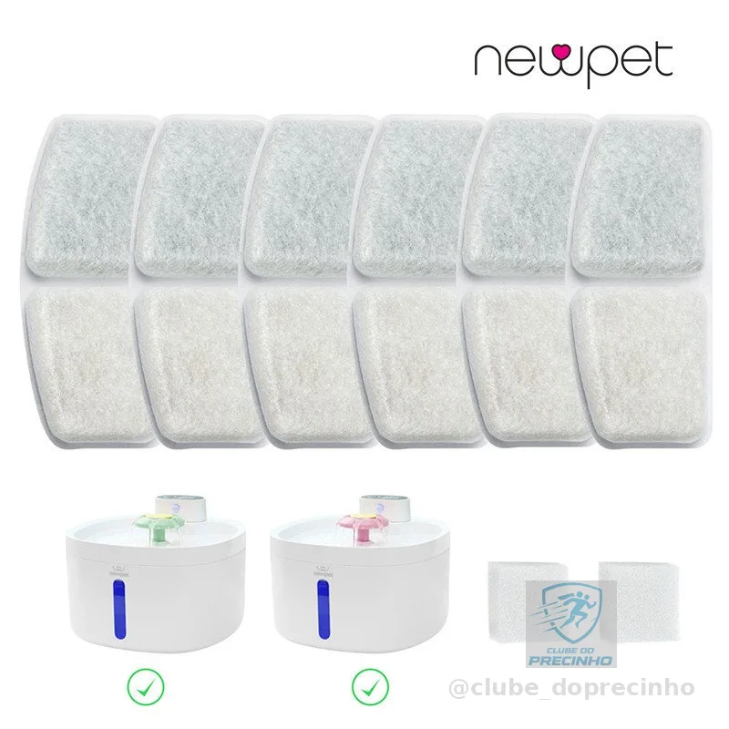 Filtros de substituição para dispensador de fonte de água de aço inoxidável newpet com sistema de filtragem de 6 camadas, 6 pacotes