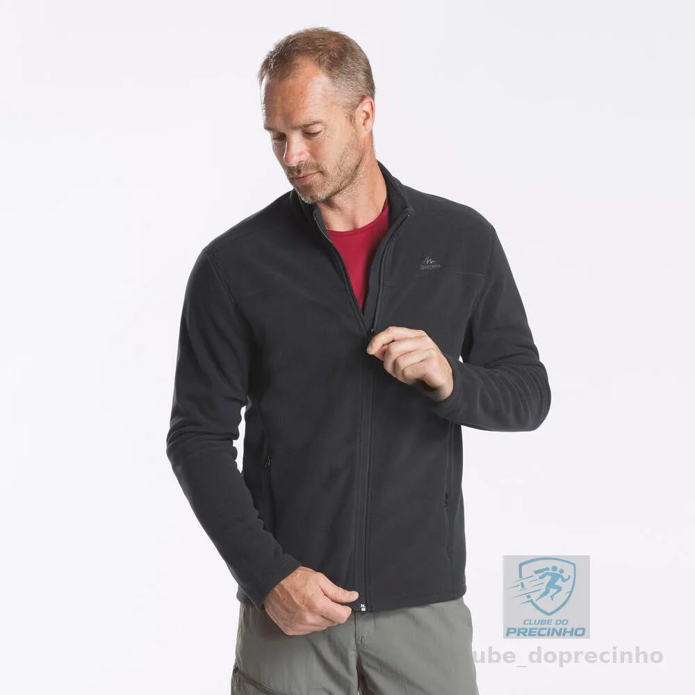Blusa Fleece Masculina de Trilha Térmica MH100 Quechua Preta