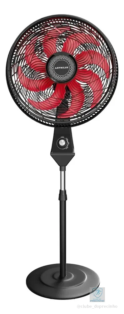 Ventilador Coluna Artrilux 8 Pás 50cm 180w 127v Vermelho 50 Cm 60 Preto 127v Vermelho Plástico 8