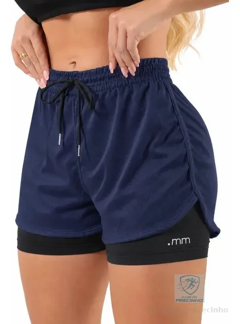 Short Fitnes Duplo 2 1 Bermuda Compressão Academia Feminino
