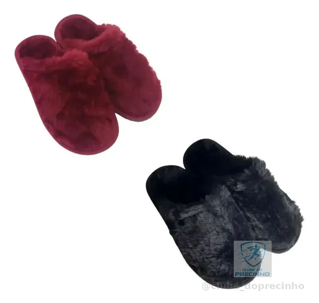 Kit 2 Pantufas Para Casal, Preto E Rosa