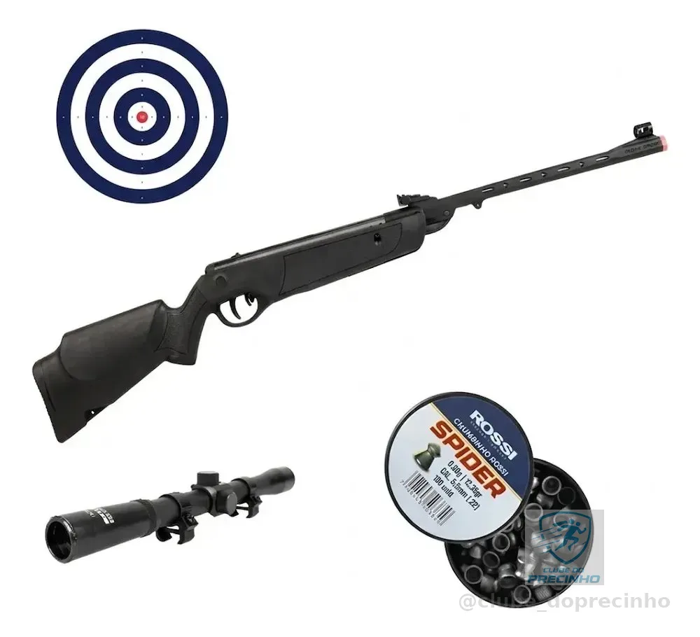 Carabina De Pressão Rossi Dione Sport Mh 5,5mm Mola COM chumbinho e alvos