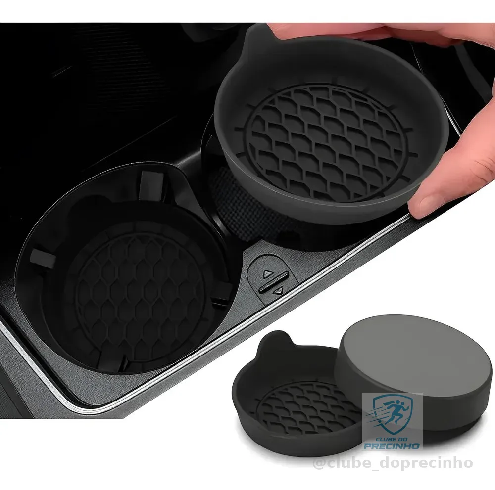 Kit 2pçs Porta Copos Carro Suporte Silicone Antiderrapante Preto