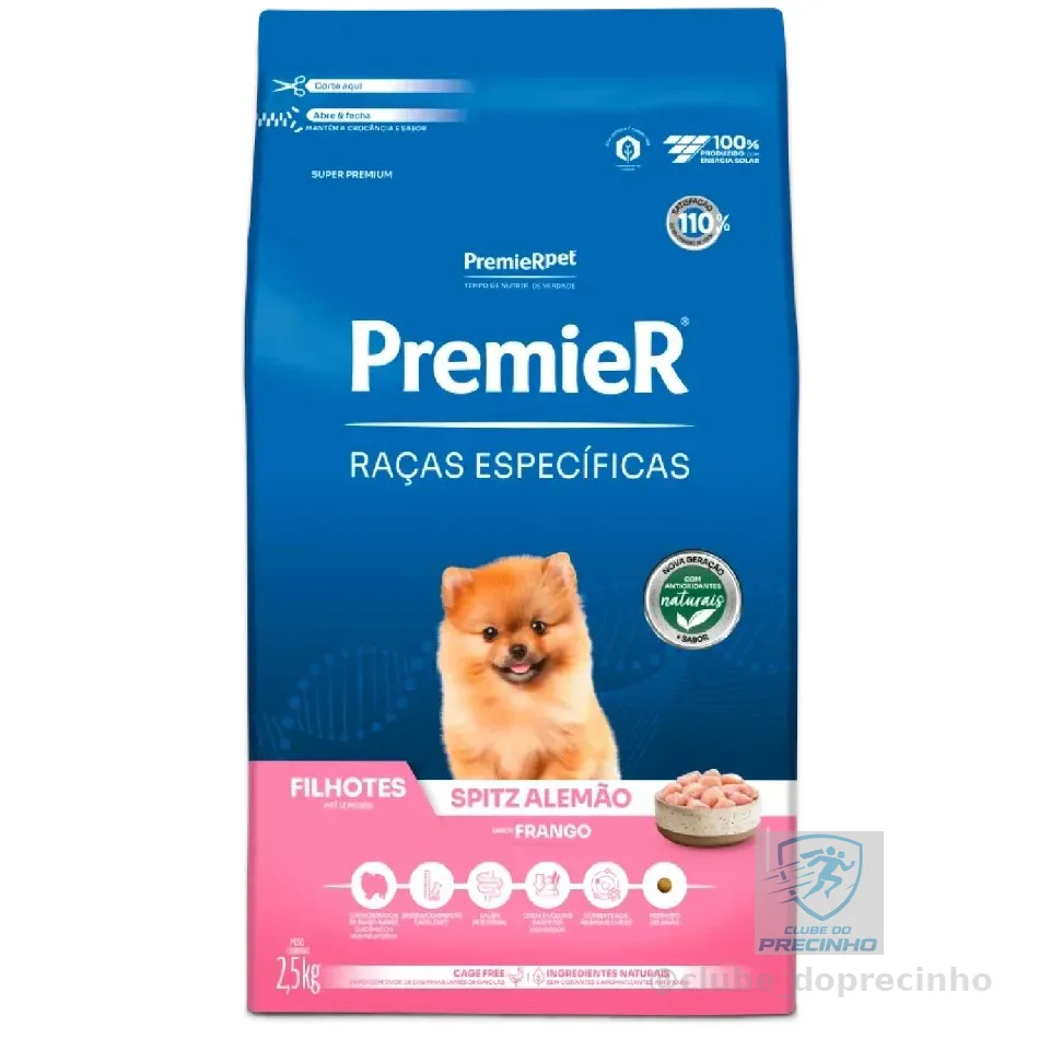 Ração Premier Raças Específicas Cães Filhotes Spitz Alemão Frango 2,5kg