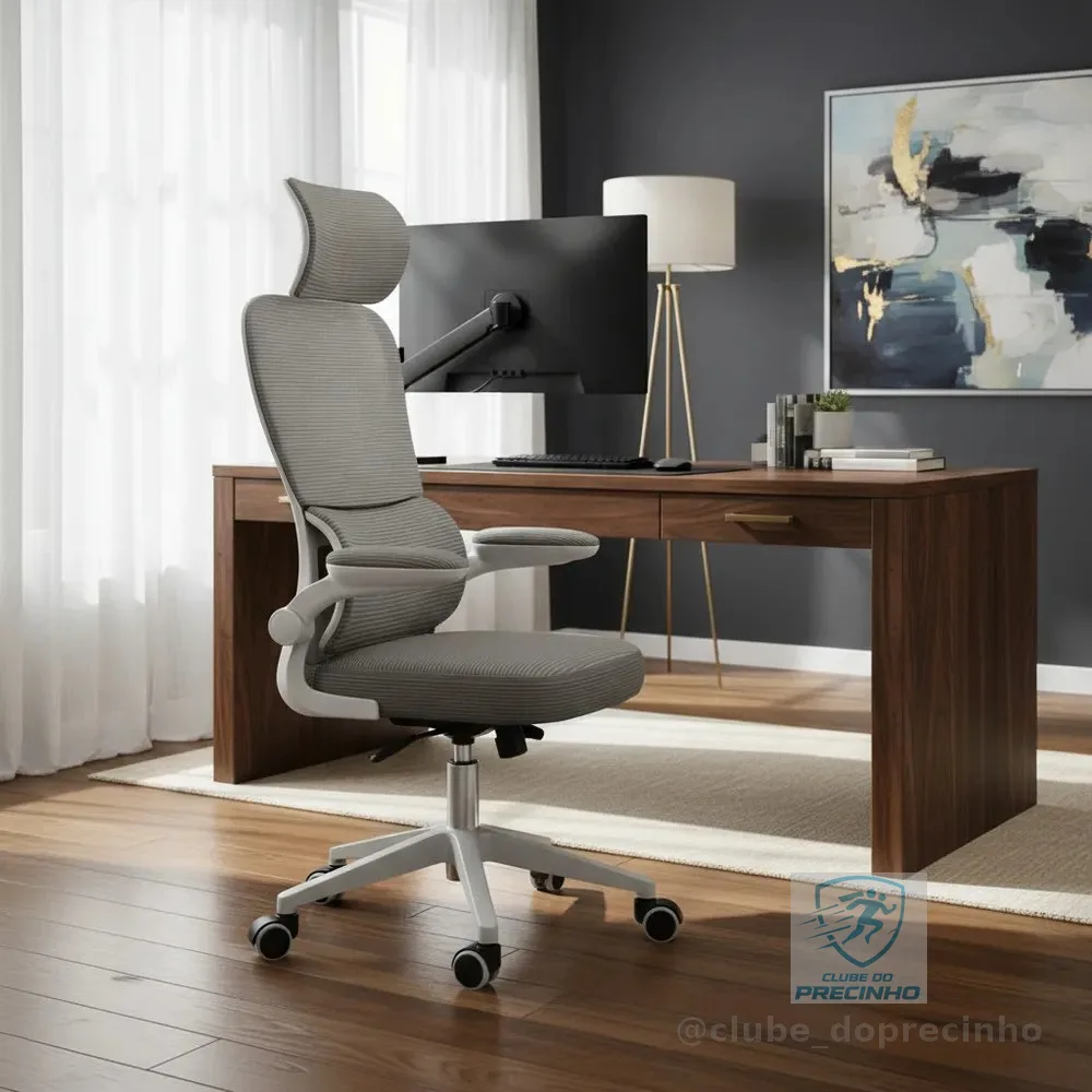 Cadeira Escritório Ergonômica Genebra G500 Luvinco Cor Cinza Com Suporte Lombar Estofado Mesh