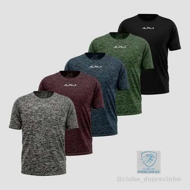 Kit 5 Camisetas New Fluid Mescla Dry Alpha Masculina