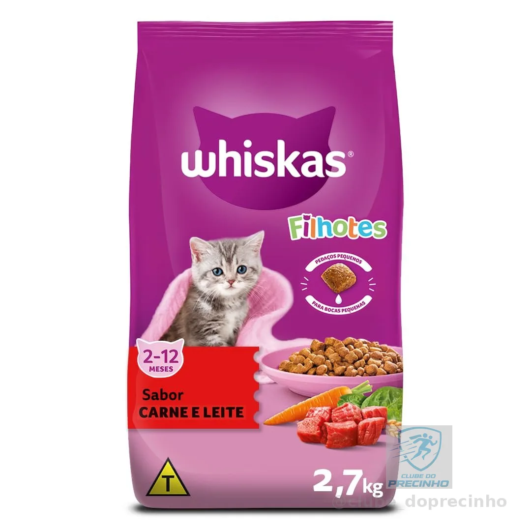 Whiskas, Ração Whiskas Carne E Leite Gatos Filhotes, 2.7 Kg