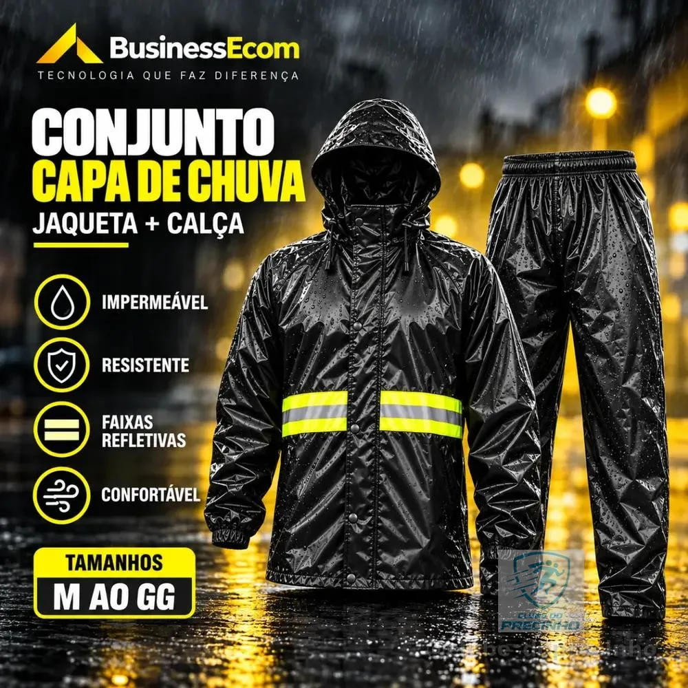 Capa De Chuva Motoqueiro Motoboy Moto Conjunto Impermeável Preto G