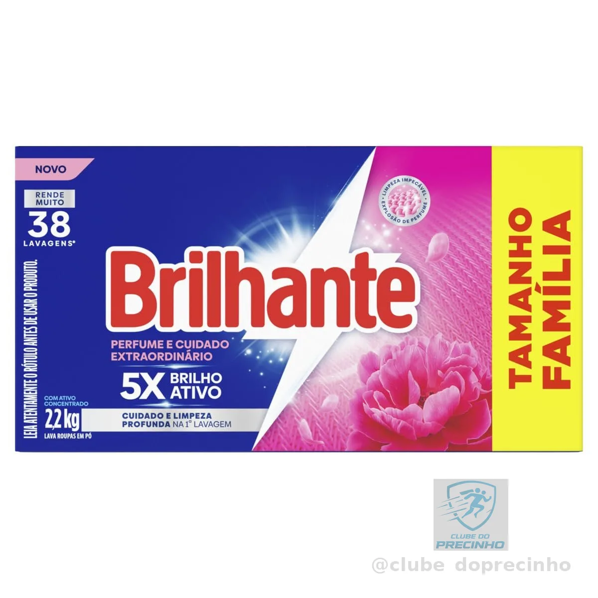 Brilhante Lava-Roupas em Pó Perfume e Cuidado Extraordinário 2,2kg