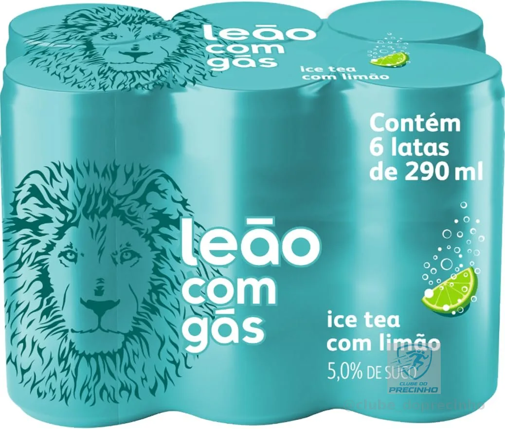 Pack Leão com Gás Ice Tea Zero com Limão 290ml, 6 unidades
