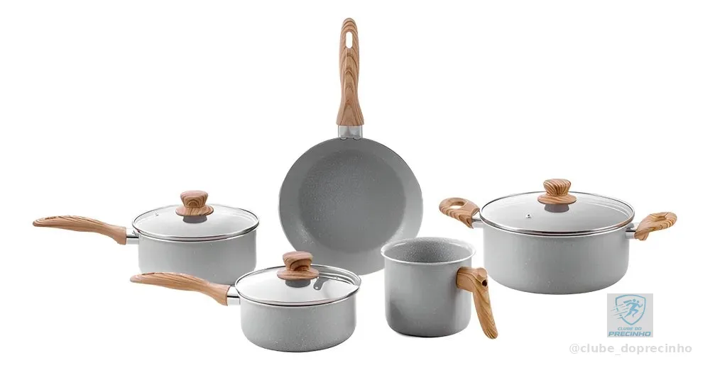 Conjunto De 5 Panelas Gris Brinox Ceramic Life Easy Cinza