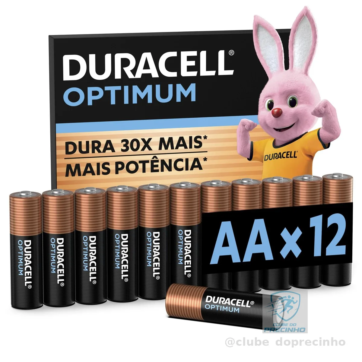 Duracell Pilha Optimum AA Pequena Com 12 Unidades – Dura até 30x Mais – Ideal para Controle Xbox™, Brinquedos e Lanternas