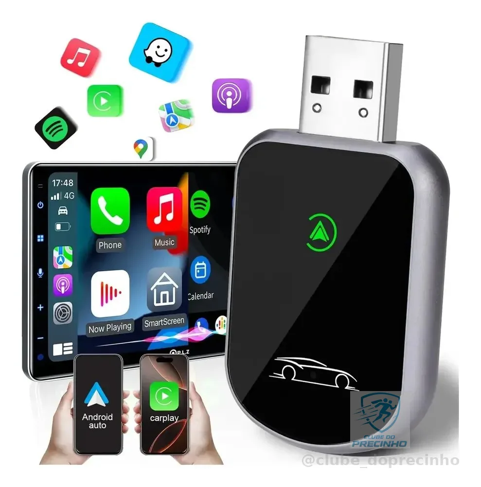 Adaptador Bluetooth Portátil Sem Fios Carplay E Android Auto