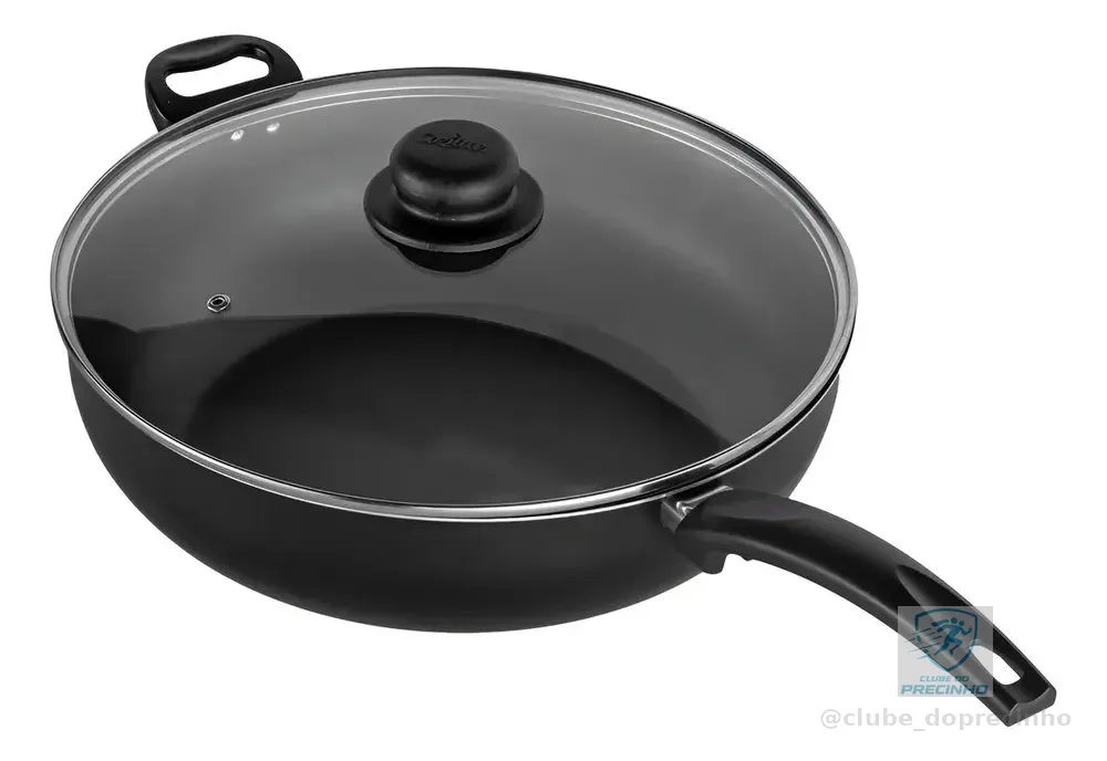 Frigideira Antiaderenre Grande Profissional 32 Cm Cabo Alça Cor Preto Cozillar
