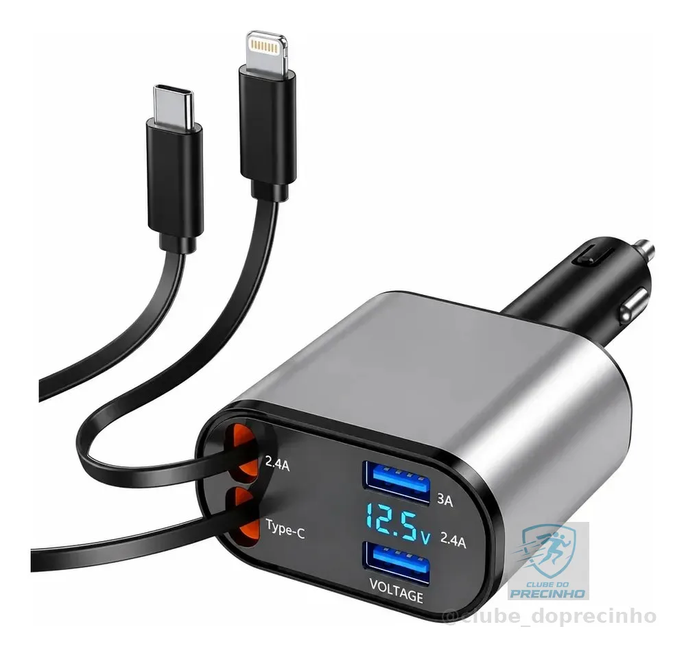 Carregador Veicular Automotivo 12v Para Carros Adaptador