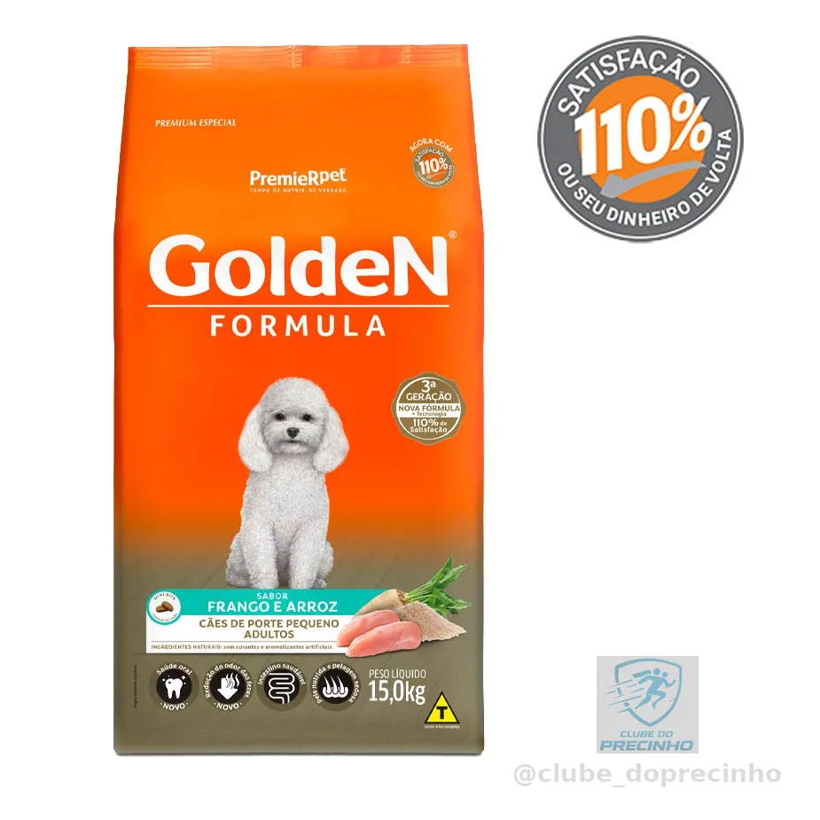 Ração Golden Formula Mini Bits Cães Adultos Raças Pequenas Frango e Arroz 15 kg