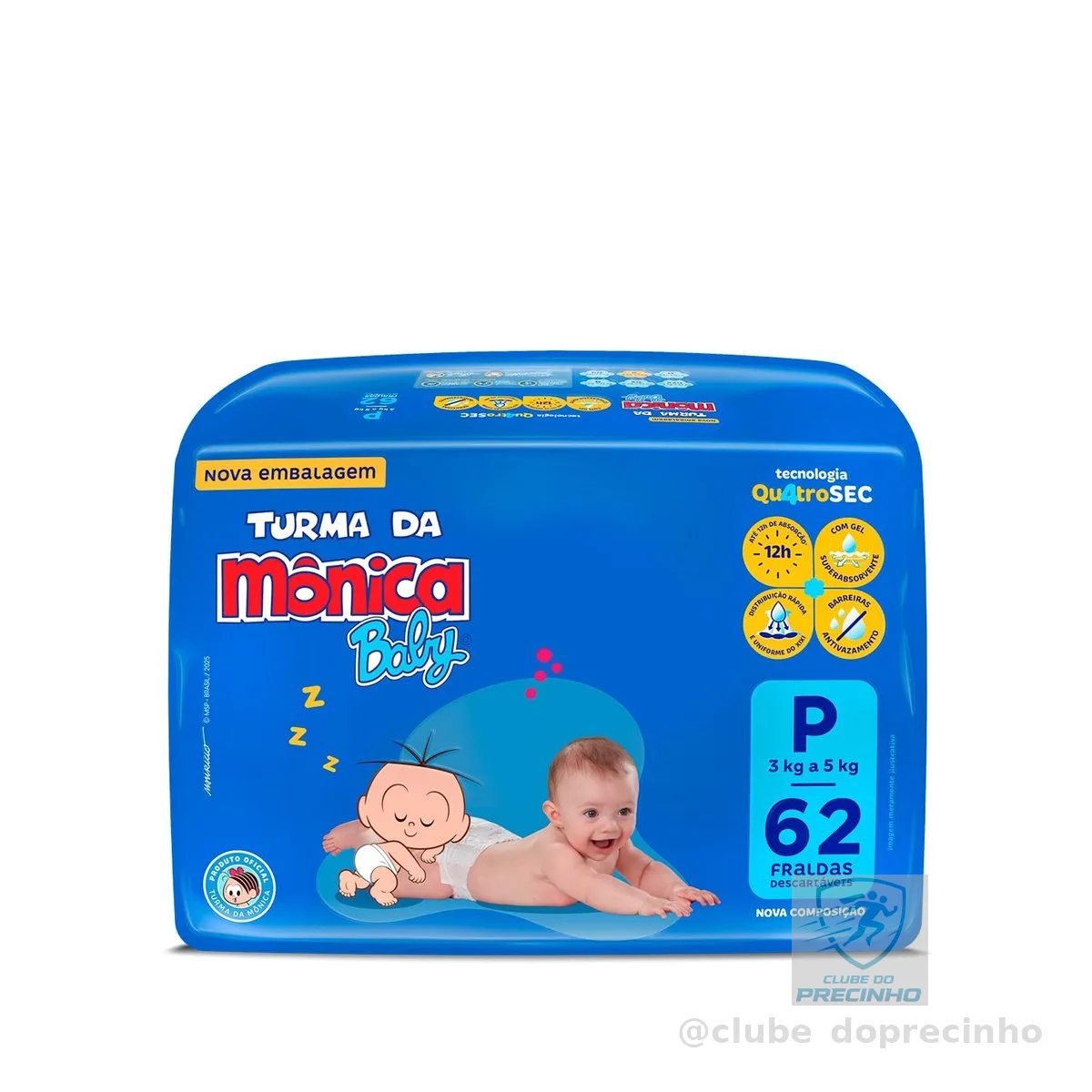 Fralda Turma da Mônica Baby Mega P 62 Unidades