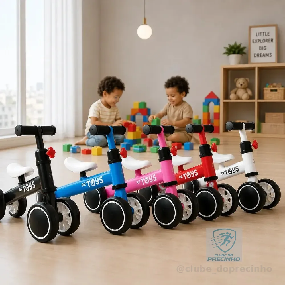 Bicicleta Andador Equilíbrio Infantil 4 Rodas Sem Pedais Vermelho
