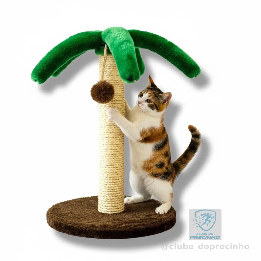 Arranhador Para Gatos Poste com Brinquedo Exclusivo Coqueiro Premium