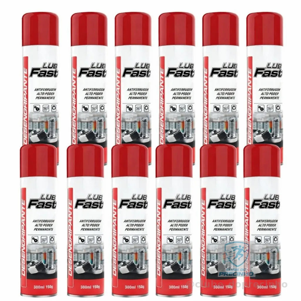 Kit 12 Lub Fast Desengripante Anticorrosivo Spray - 300ml