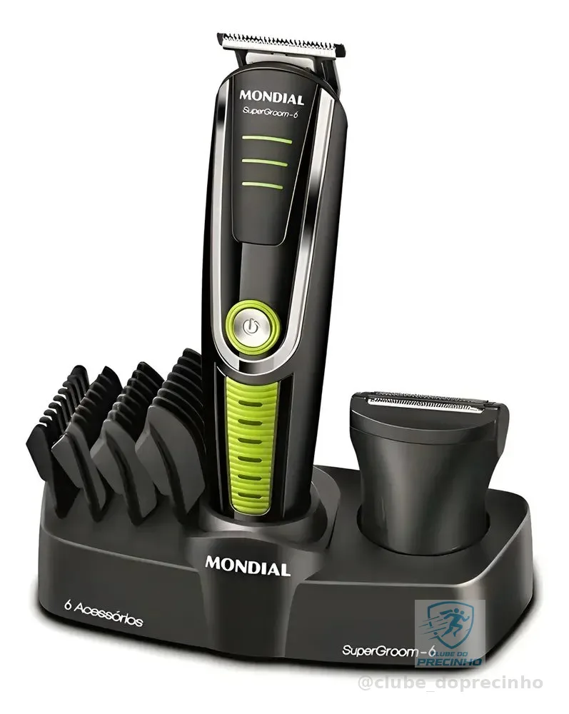 Cortador De Cabelo Mondial Super Groom 6 Bg-04 Melhor Categ Preto/verde