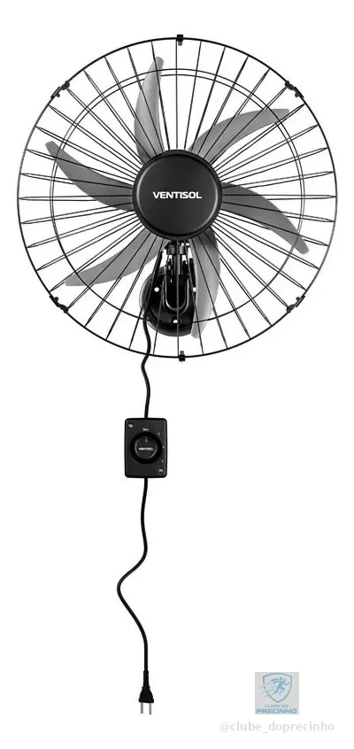Ventilador oscilante de parede ventisol Steel 6 pás 50cm preto