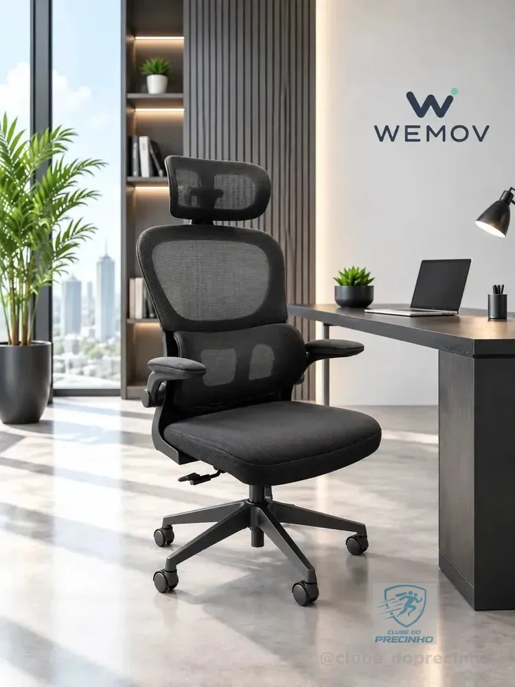 Cadeira De Escritorio Ergonomica Wemov Com Encosto de Lombar Giratoria Resistente Reforçada 180kg Confortavel Reuniao