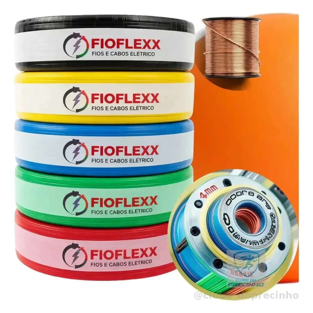 Fio Elétrico 4,0mm Cabo Flexível 4 0mm 750v Rolo 100 Metros Eletrico 4.0 Preto