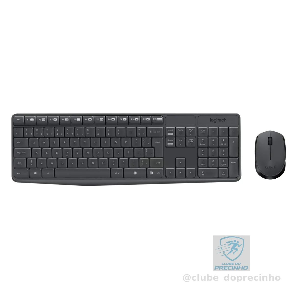 Combo Teclado e Mouse sem fio Logitech MK235 com Conexão USB, Pilhas Inclusas e Layout ABNT2