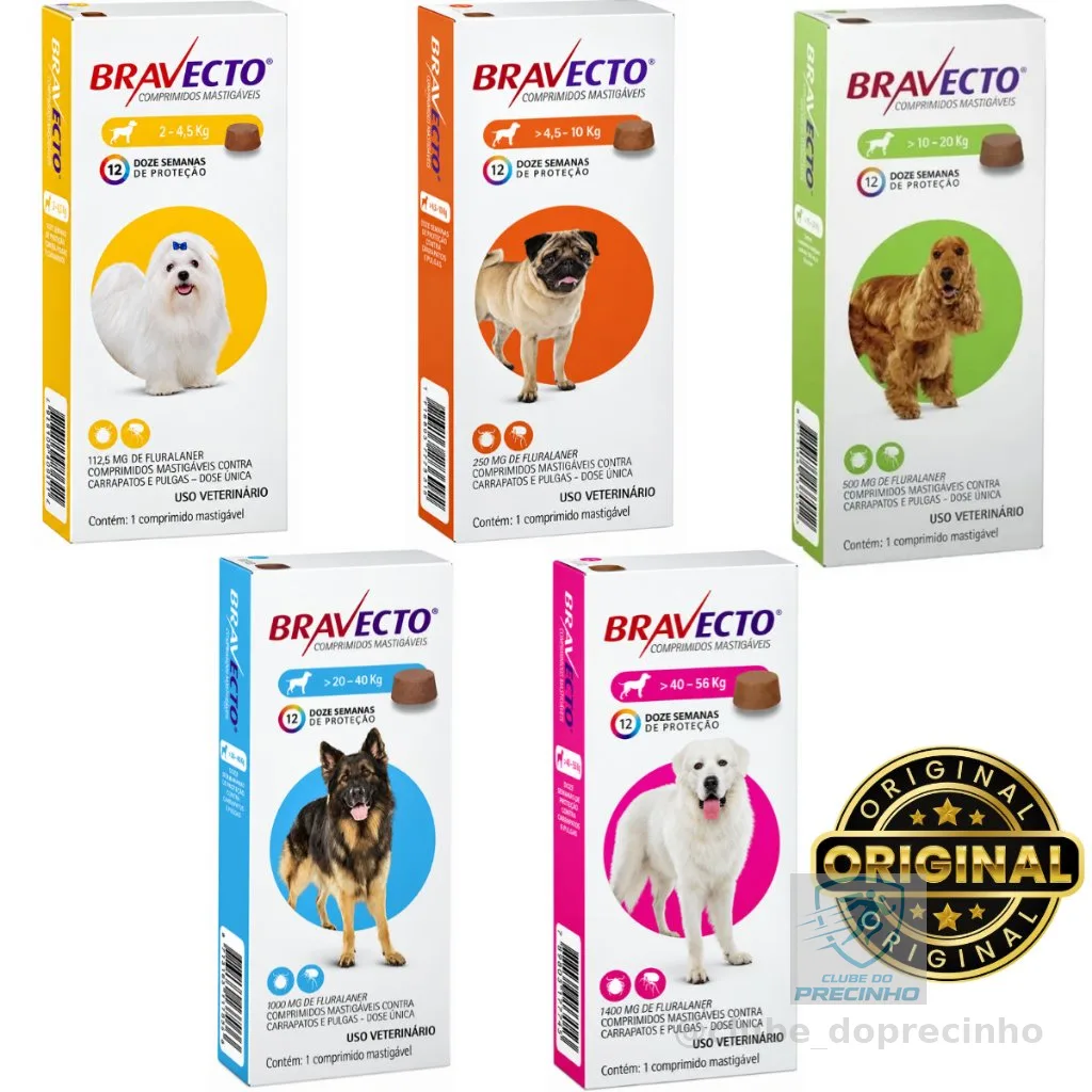Antipulgas e Carrapatos Bravecto MSD para Cães Original - Todos os tamanhos