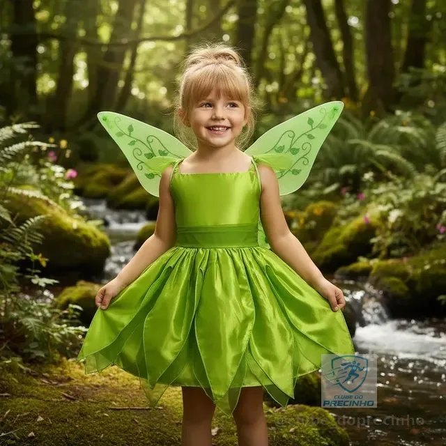 Fantasia Sininho Infantil Menina Vestido Com Asas Festa