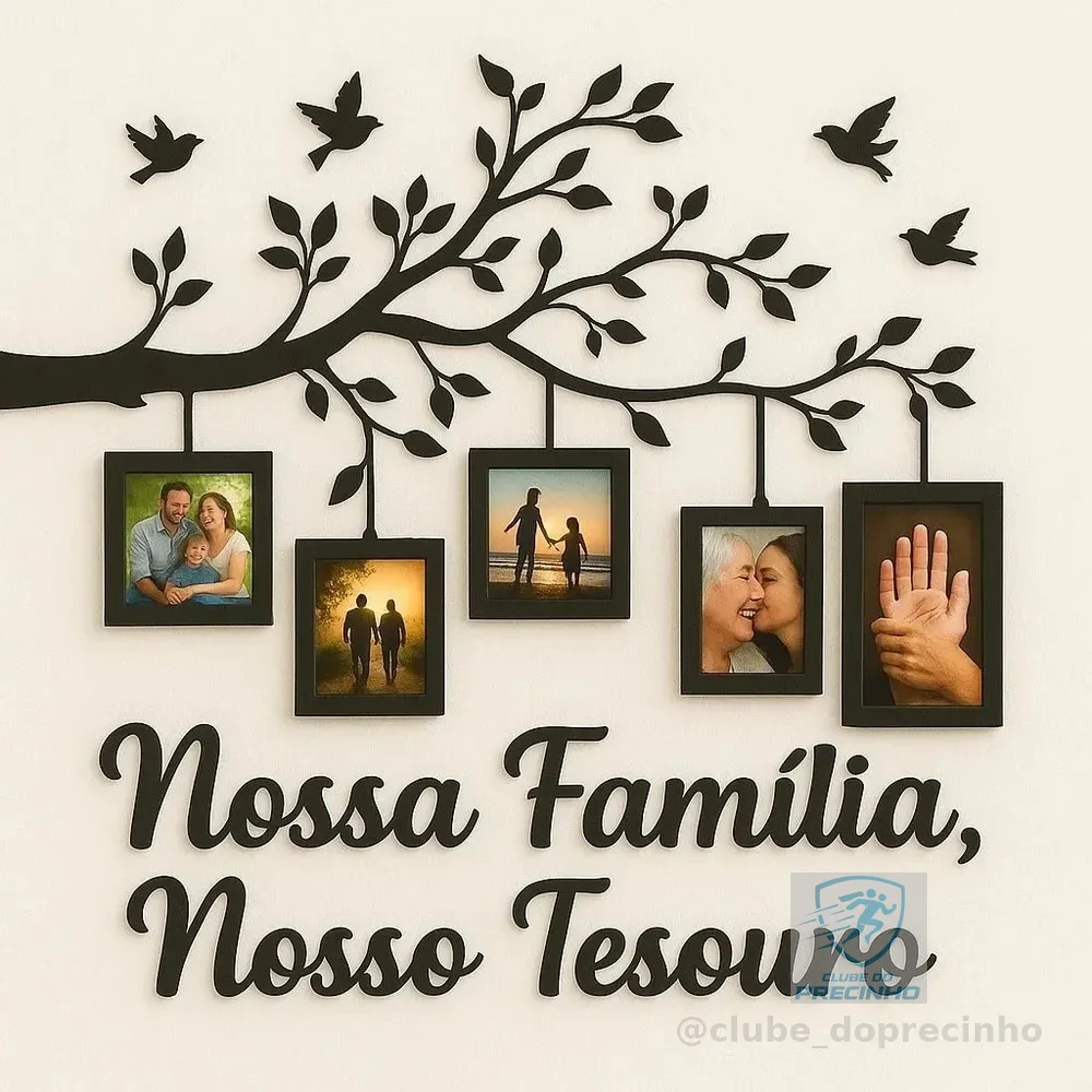 Quadro Arvore Da Vida Nossa Familia Nosso Tesouro 70x40cm Preto
