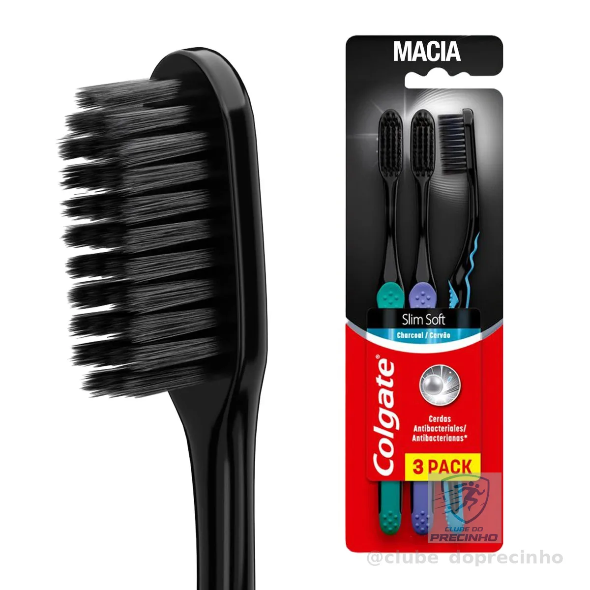 Colgate Slim Soft Black Escova de Dente Macia, 6 Unidades