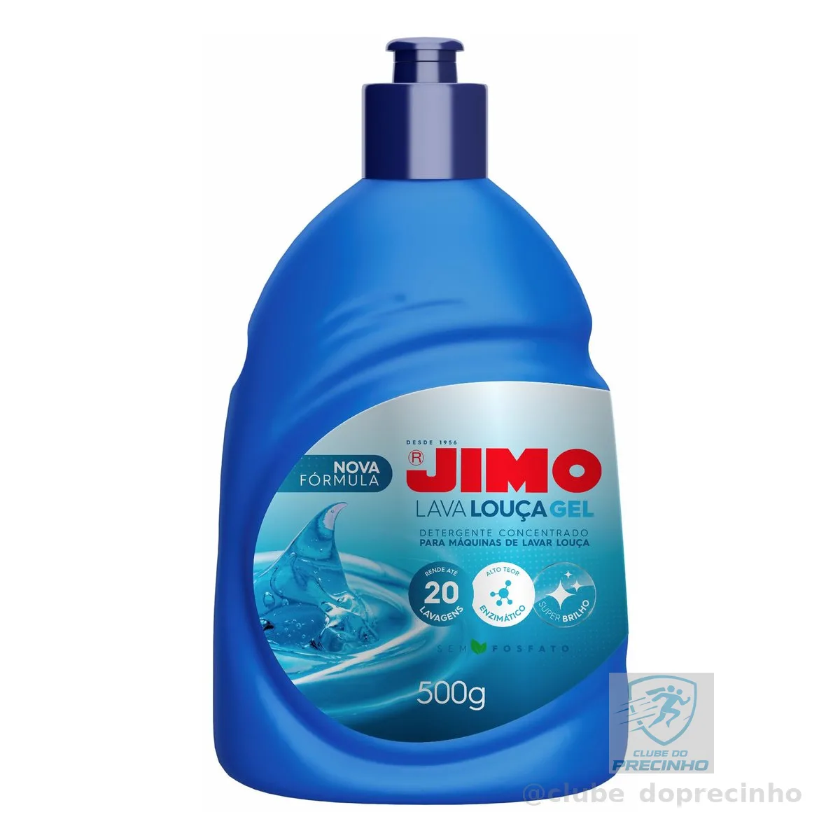 JIMO Lava Louca Gel Detergente Concentrado Desengordurante Super Brilho Limpeza Biodegradavel Rende 20 lavagens 500g