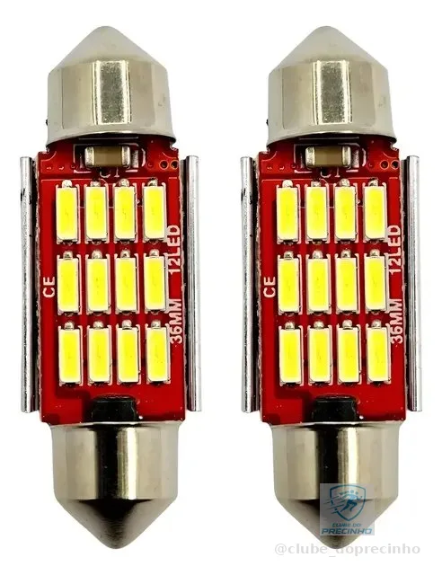 Par Lâmpada Led Carro Torpedo Canbus Canceller Teto 6000k