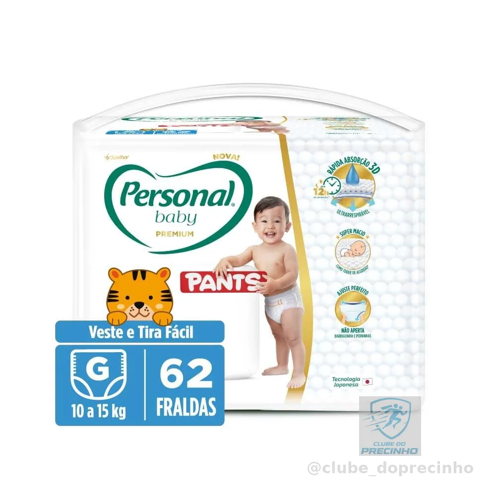 Personal Fralda Baby Premium Pants G, 62 Unidades