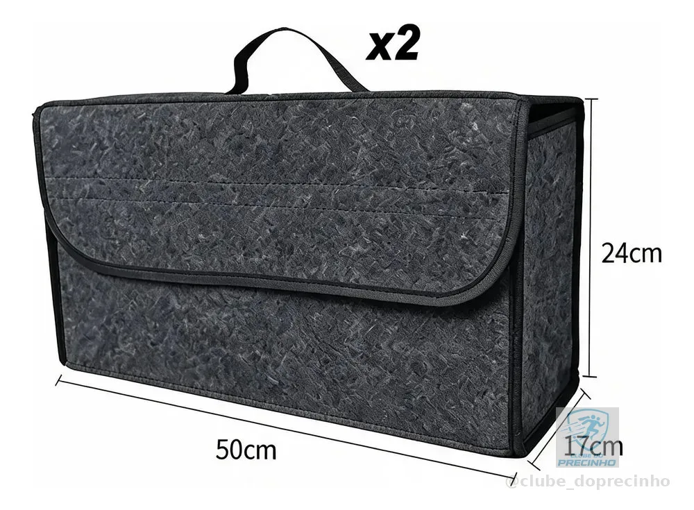 2pcs Bolsa Caixa Organizar Porta Malas Multiuso Veicular Cinza